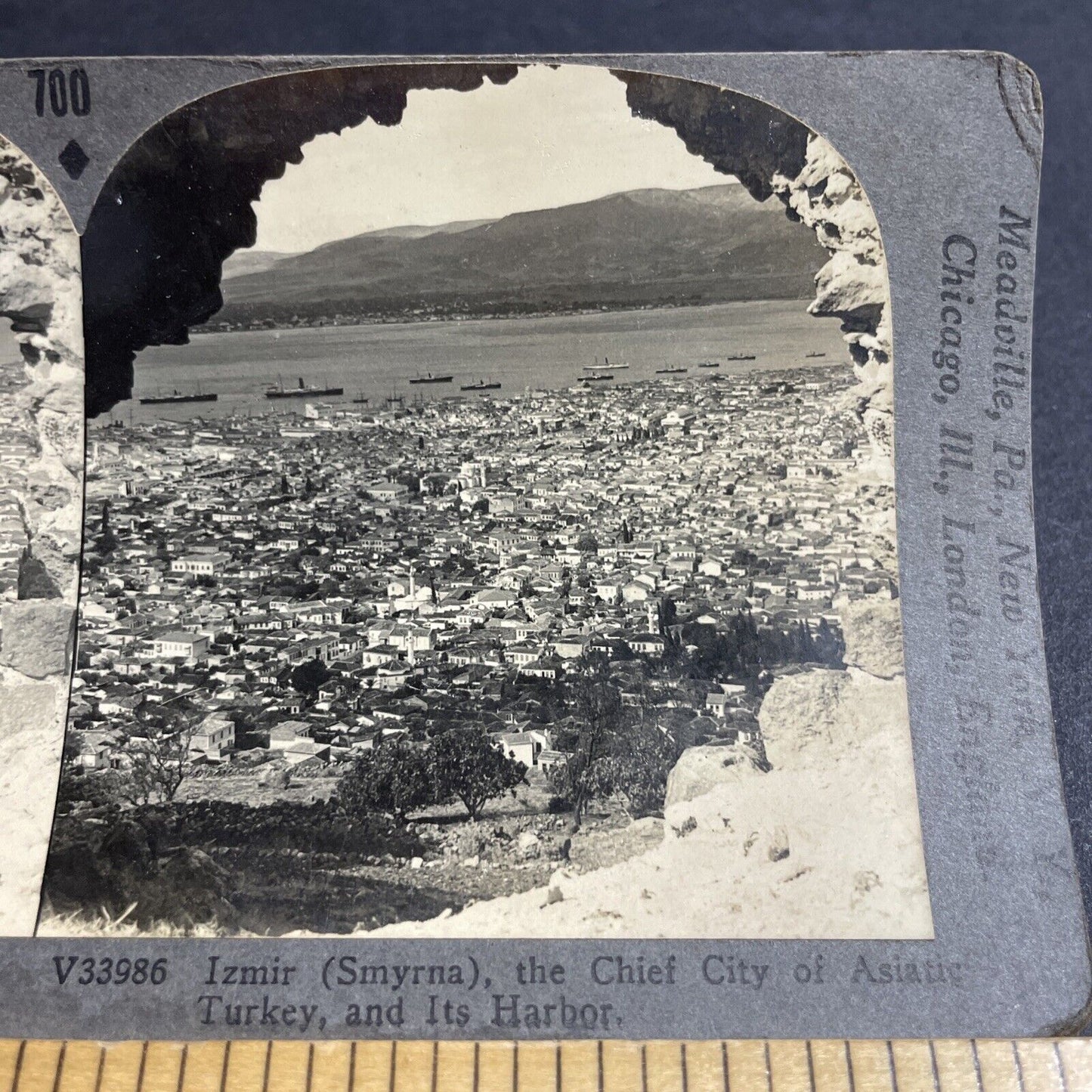 Antique 1920s Izmir Turkey City & Port View Stereoview Photo Card P4929