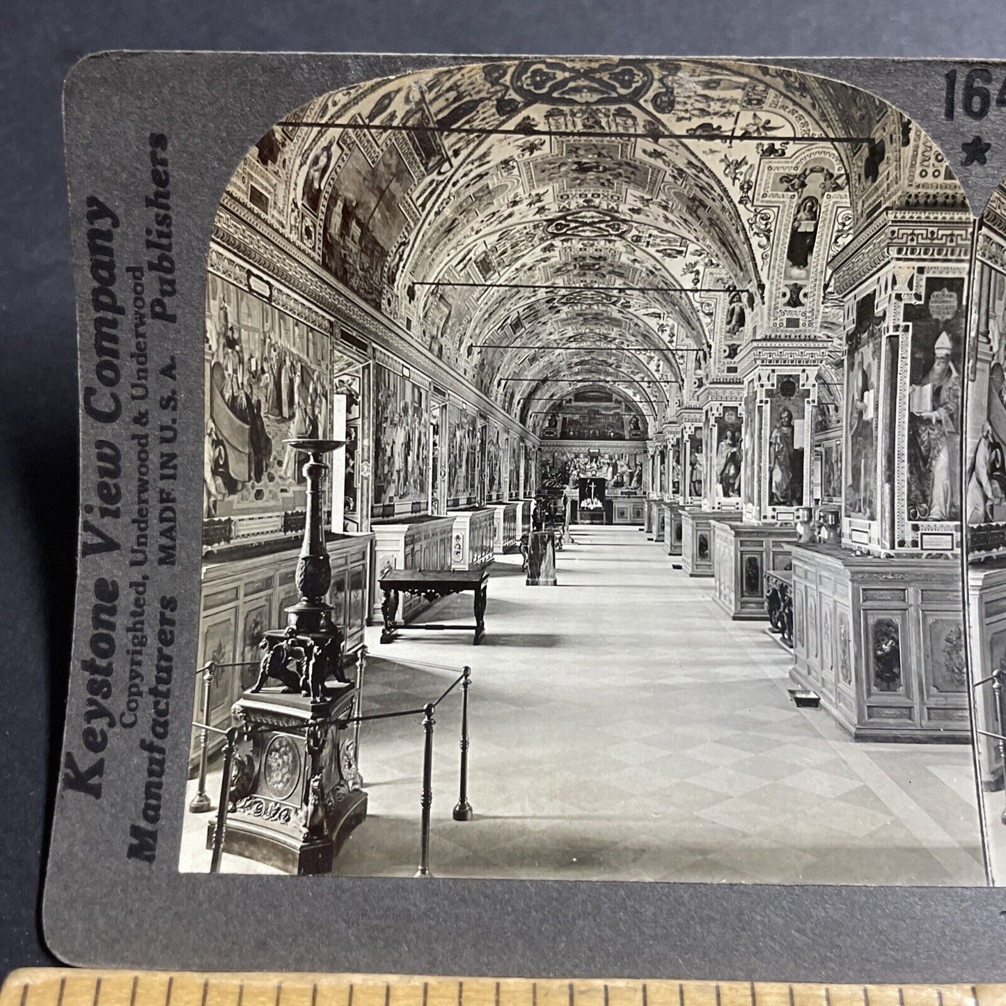 Antique 1910s The Great Vatican Library In Rome Italy Stereoview Photo Card 5174