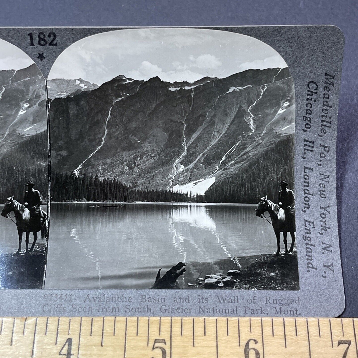 Antique 1910s Cowboy In Glacier Park Montana Stereoview Photo Card V2167