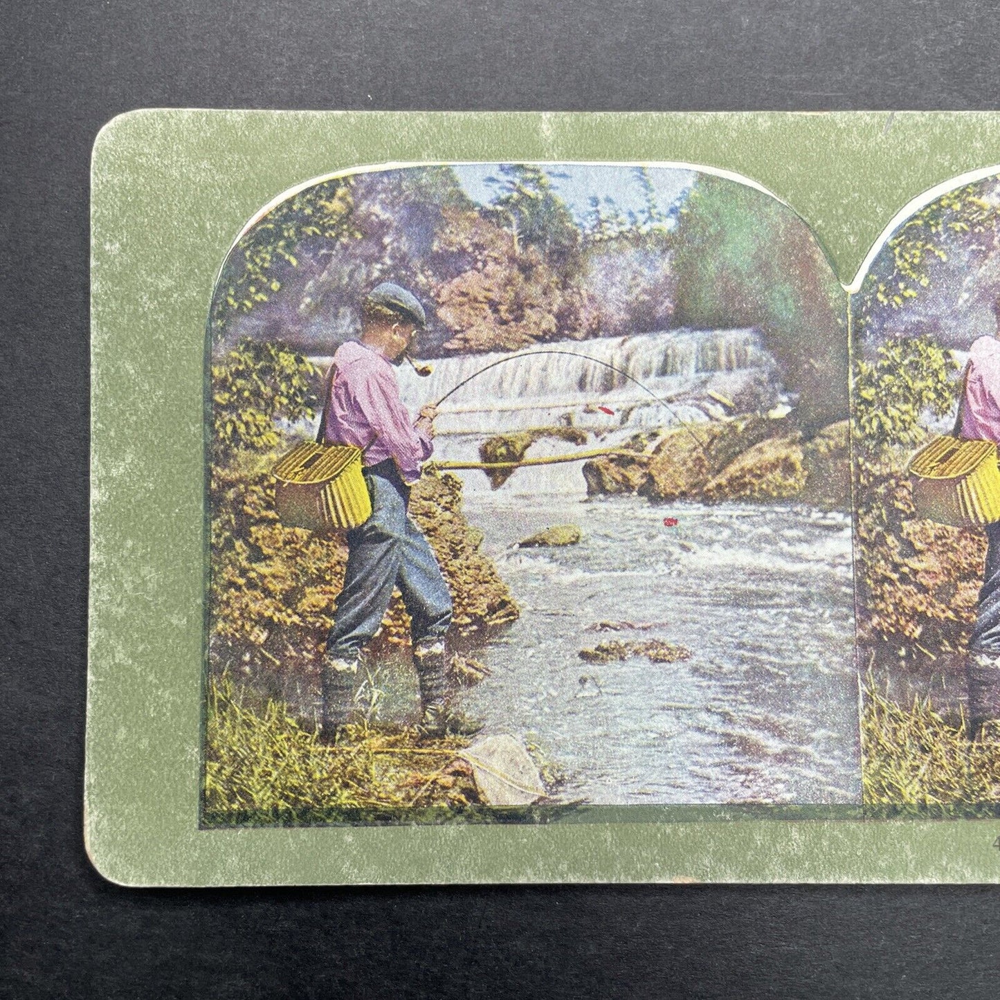 Antique 1904 Fishing In Washington State Stereoview Photo Card P580-077