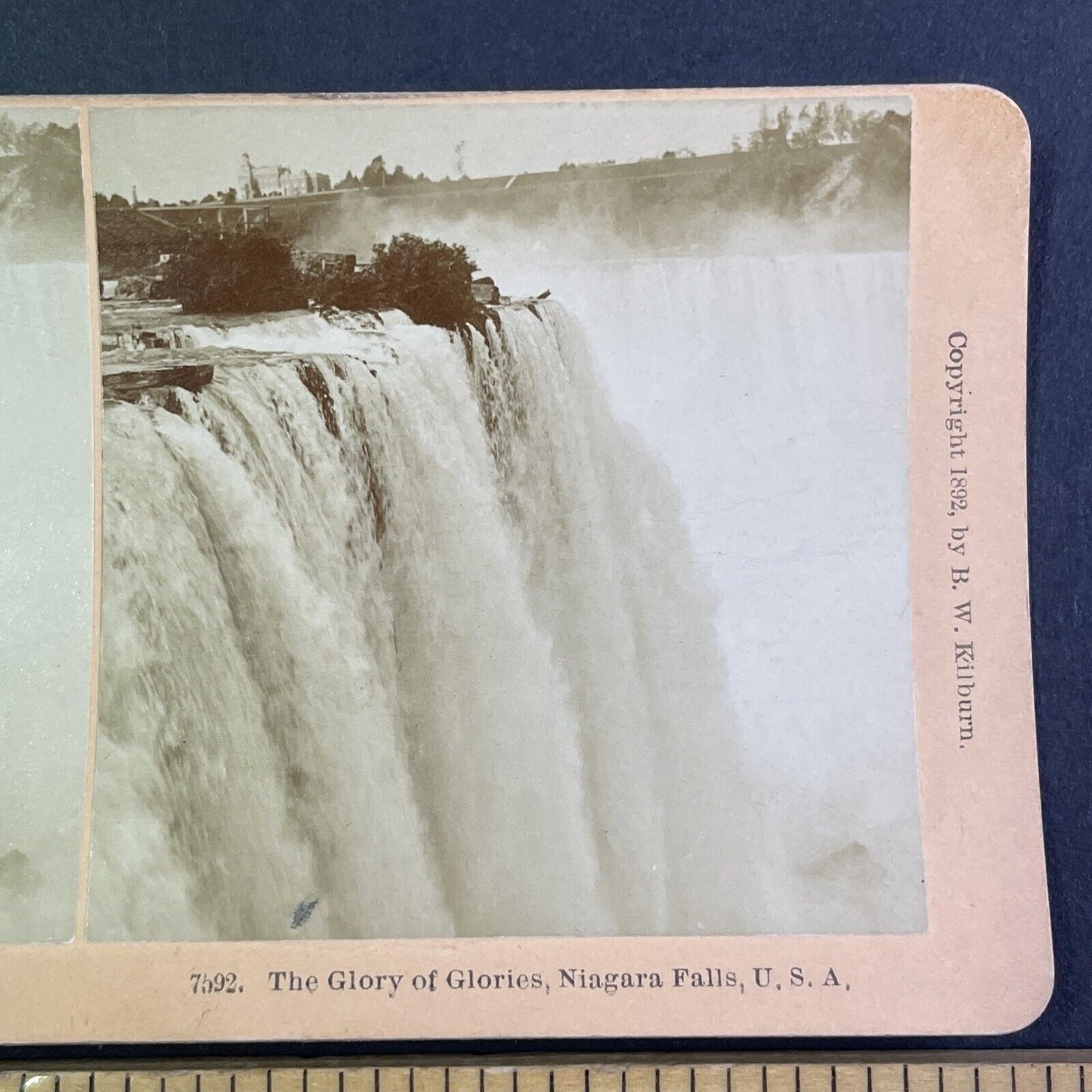 Falls Edge from Prospect Park Niagara Falls Stereoview Antique c1892 Y2145