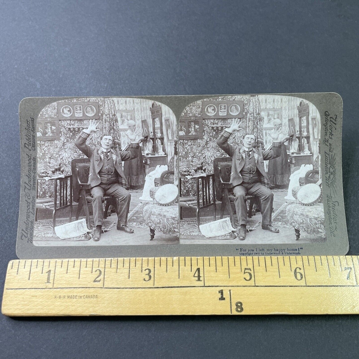 Antique 1903 Mistress Shaves Head & Man Shocked Stereoview Photo Card P2868