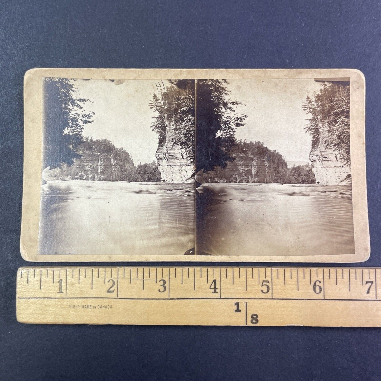 Top of Taughannock Falls Stereoview Trumansburg New York Antique c1870s Y2173