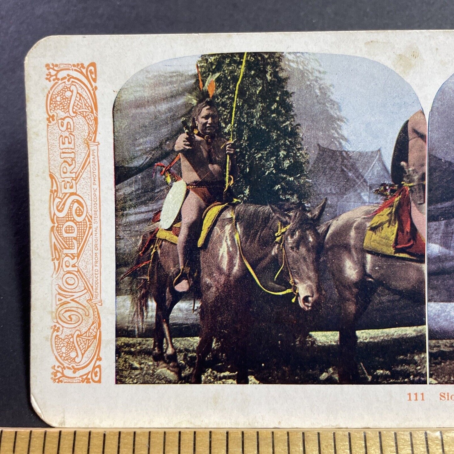 Antique 1905 Chief He-No-Fraid Native American Indian Stereoview Photo Card 2243