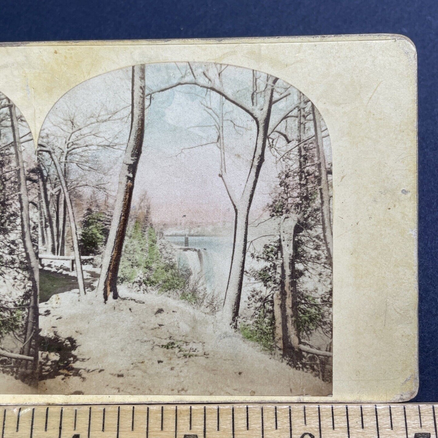 Antique c1859 Niagara Falls Gorge Trail New York Stereoview Photo Card V471