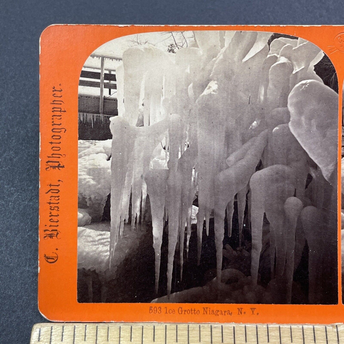 Antique 1870s Luna Island Ice Grotto Niagara Falls Stereoview Photo Card V1911