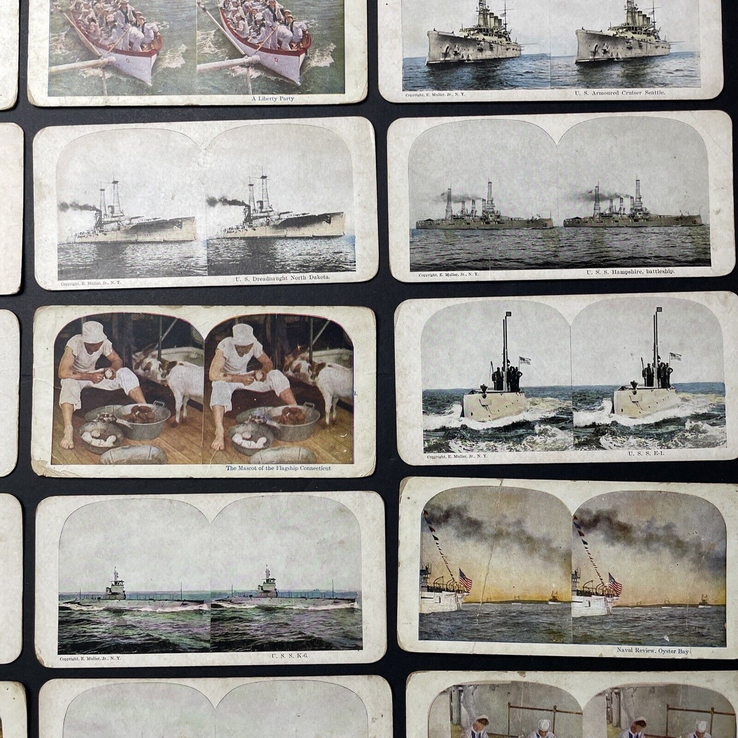 Lot Of 35 Battleships Navy Sailors Military Stereoview Photo Cards Antique c1925