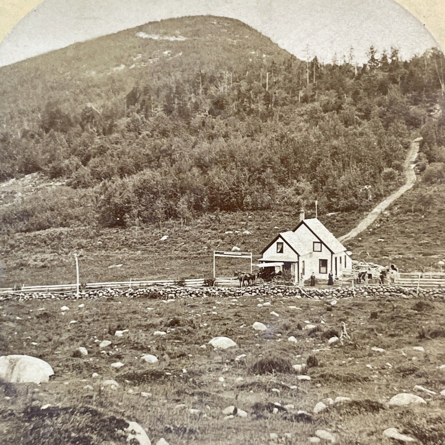 Turnpike Gate Bethlehem New Hampshire Stereoview Antique c1870s Y1474