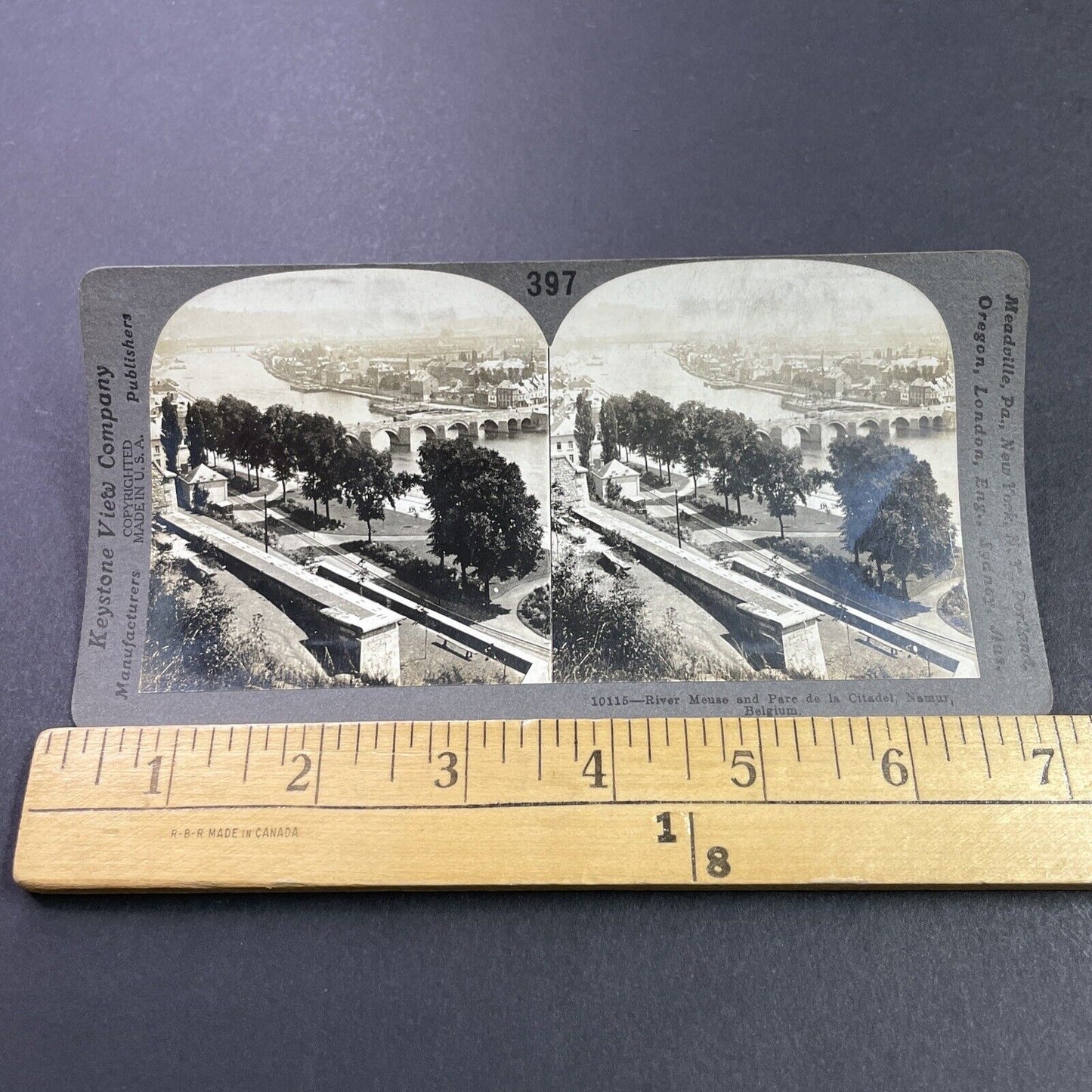 Antique 1910s The Citadel In Namur Belgium On River Stereoview Photo Card P3719