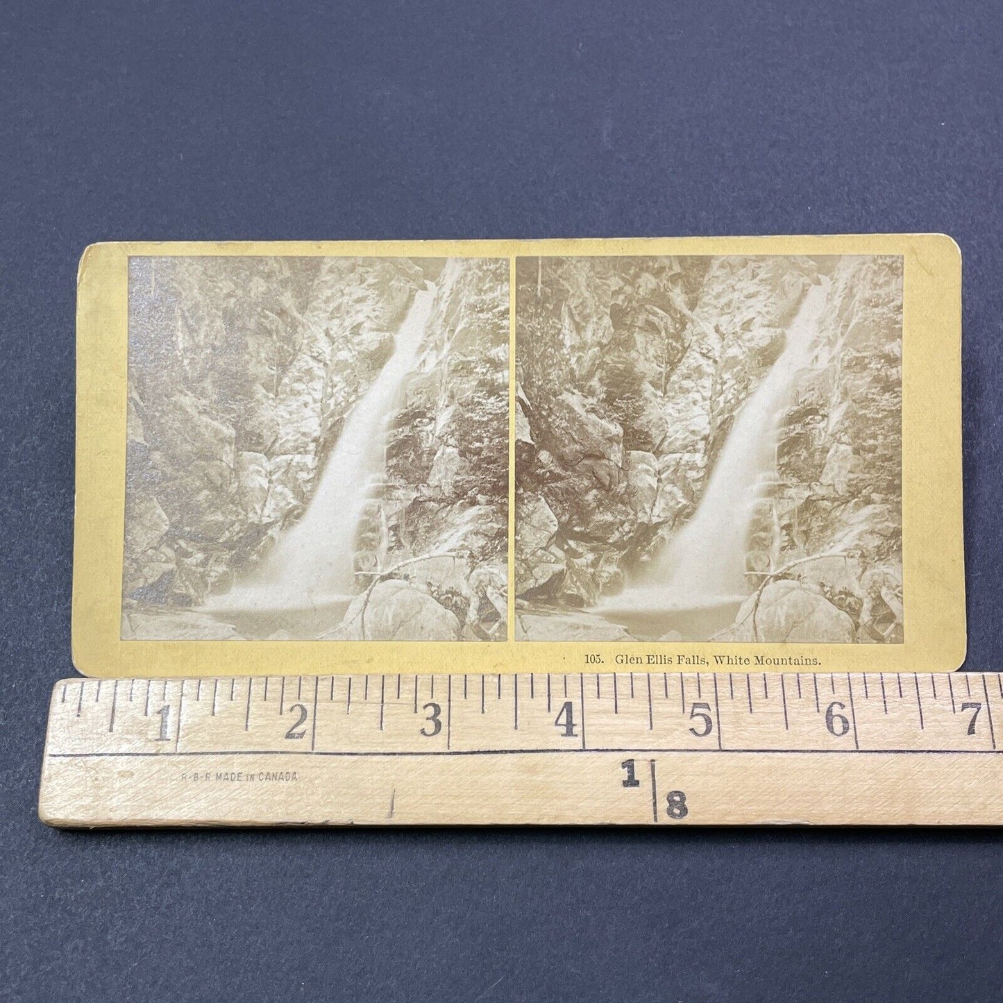 Antique 1870s Glen Ellis Falls New Hampshire Stereoview Photo Card V1949