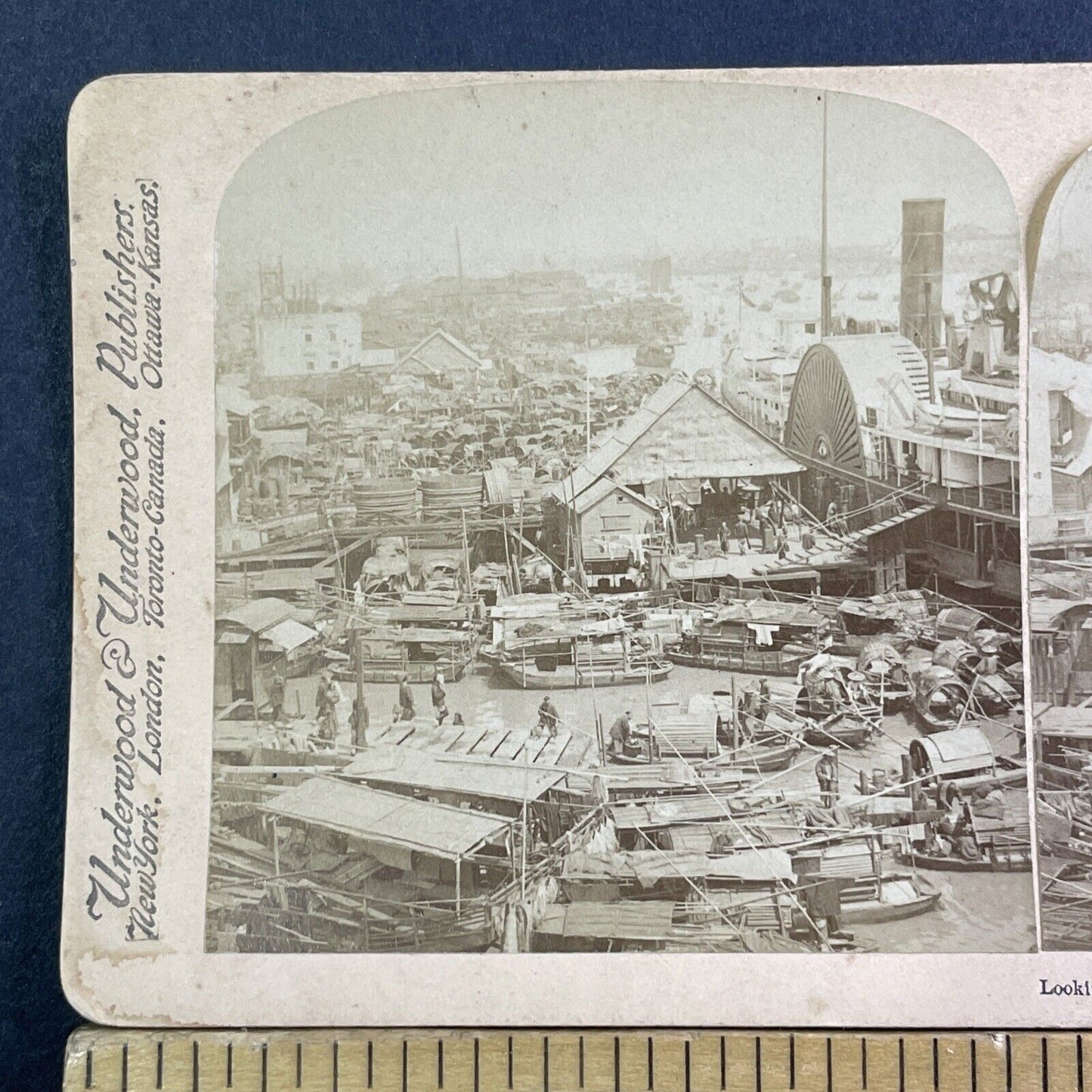 Guangzhou China City And Harbor View Stereoview Antique c1900 X3565