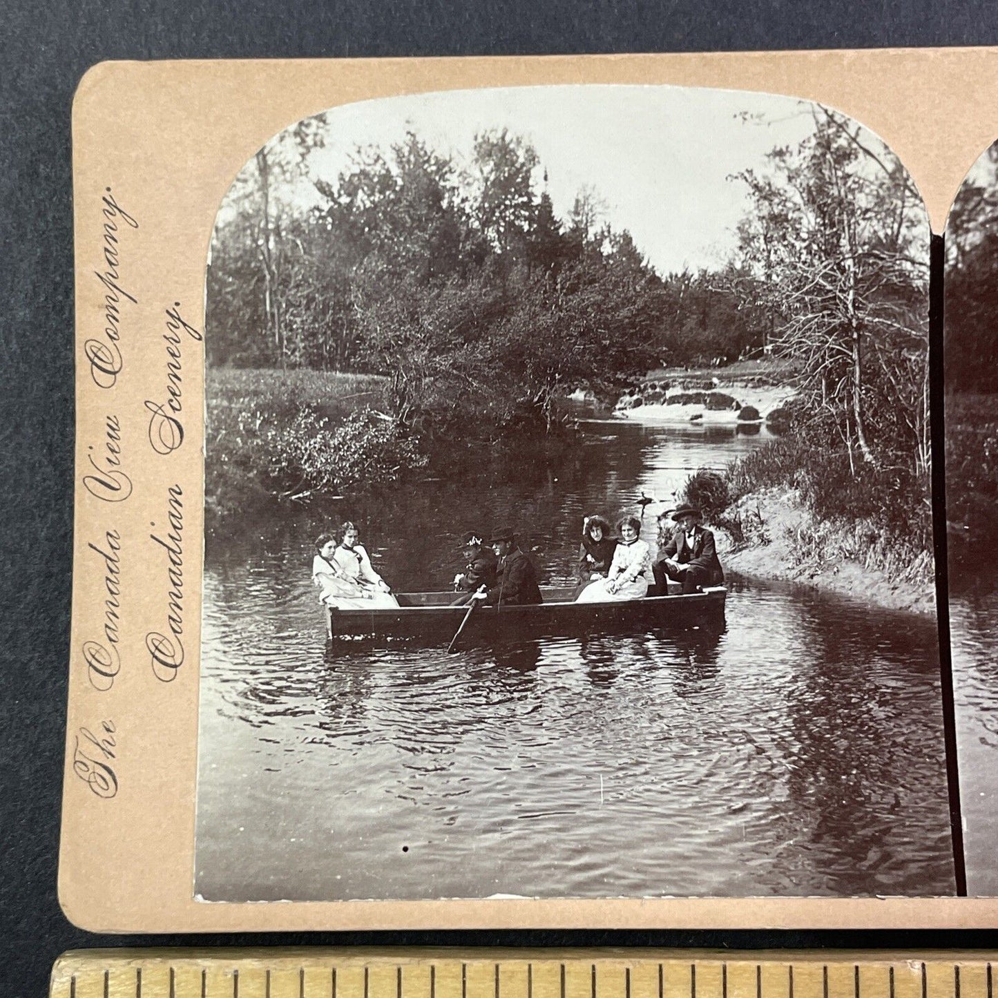 Boating Party in Orillia Ontario Canada Stereoview Antique c1899 Y479