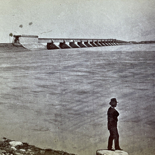 Antique 1859 Victoria Bridge Complete In Montreal Stereoview Photo Card V455