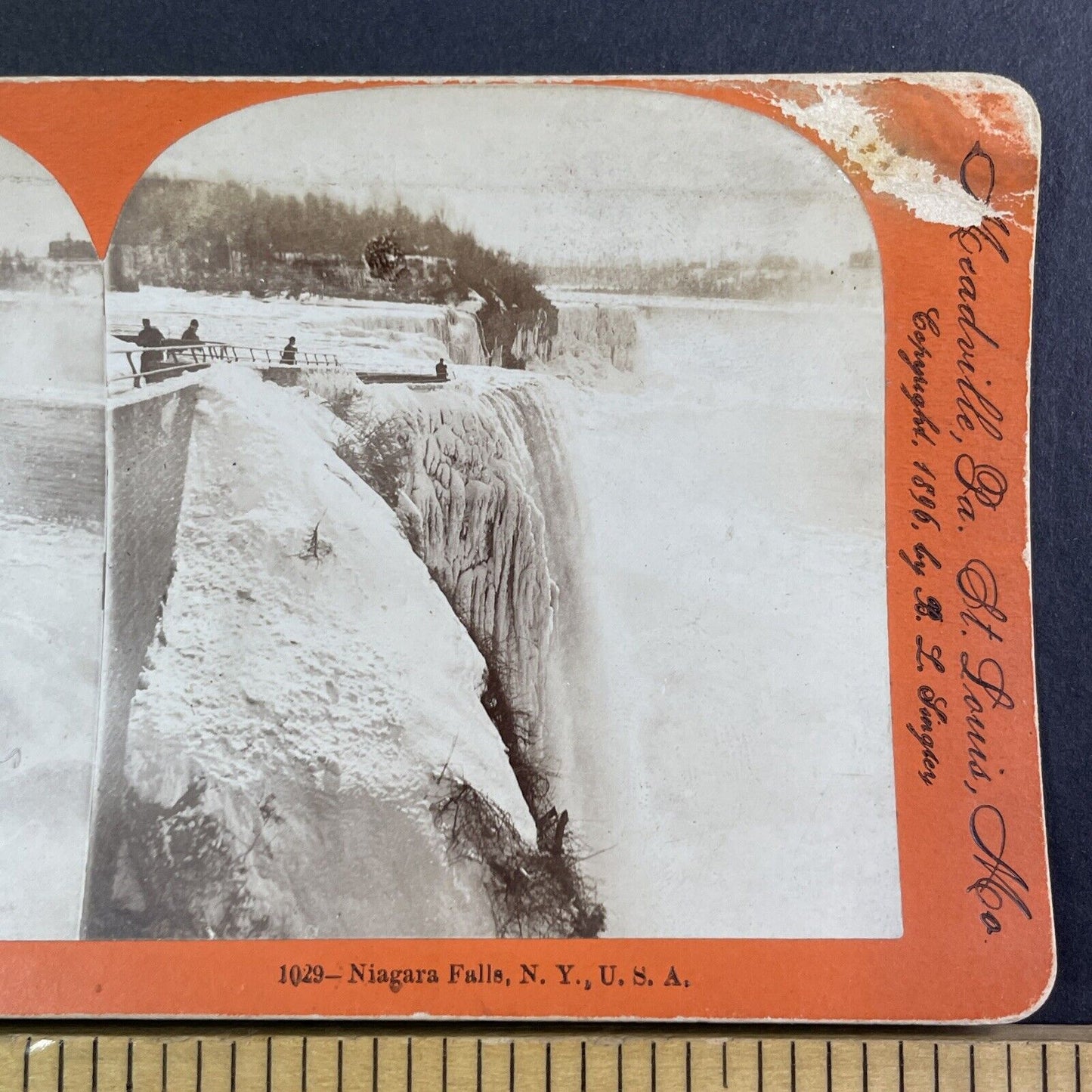 Niagara Falls New York Waterfall Frozen Stereoview Antique c1896 Y1442