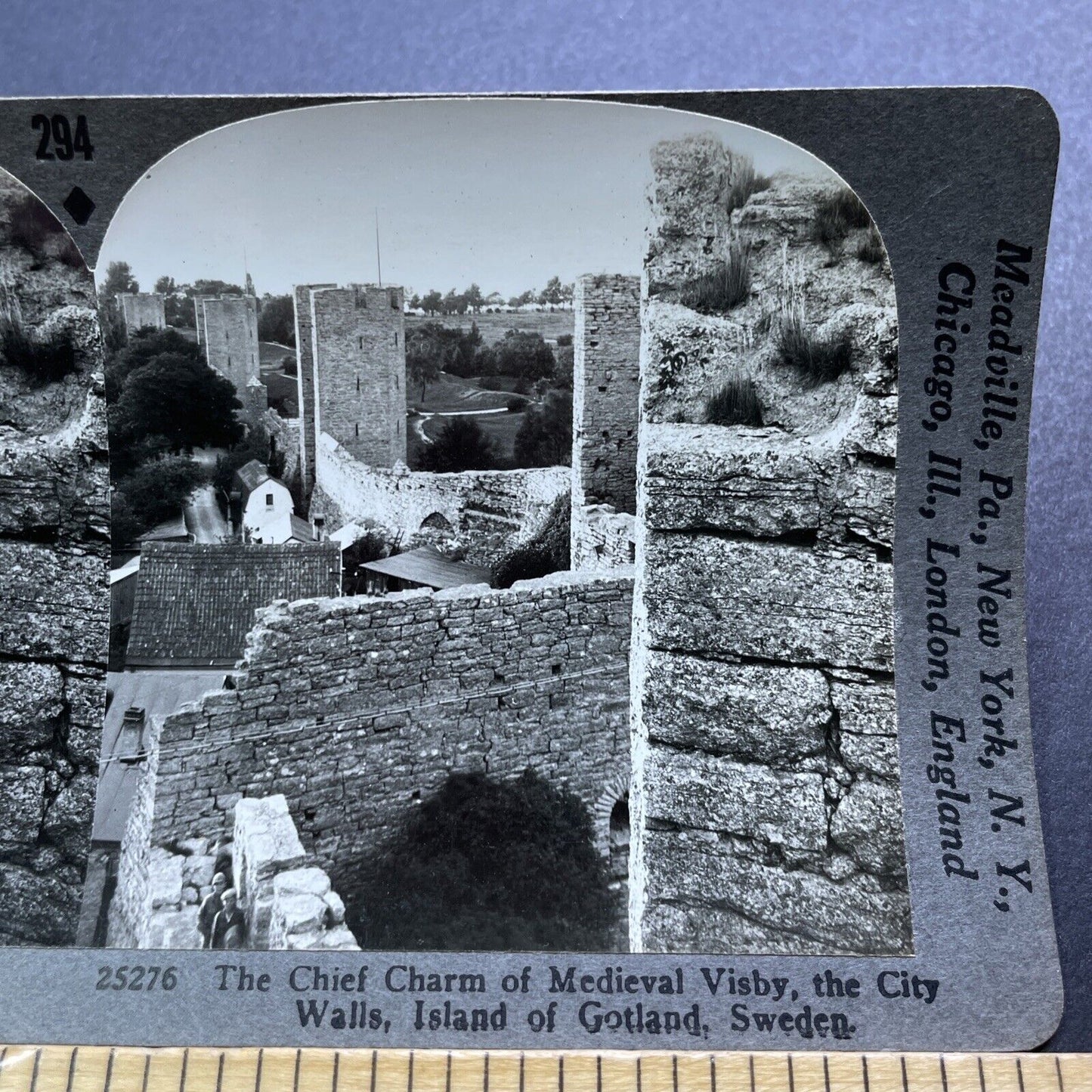 Antique 1920s Gotland Island Fortress Sweden Stereoview Photo Card V3001