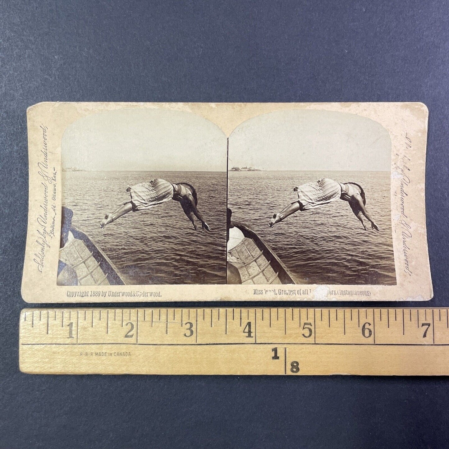 Maggie Ward Coney Island Diver Stereoview New York Antique c1889 Y1790