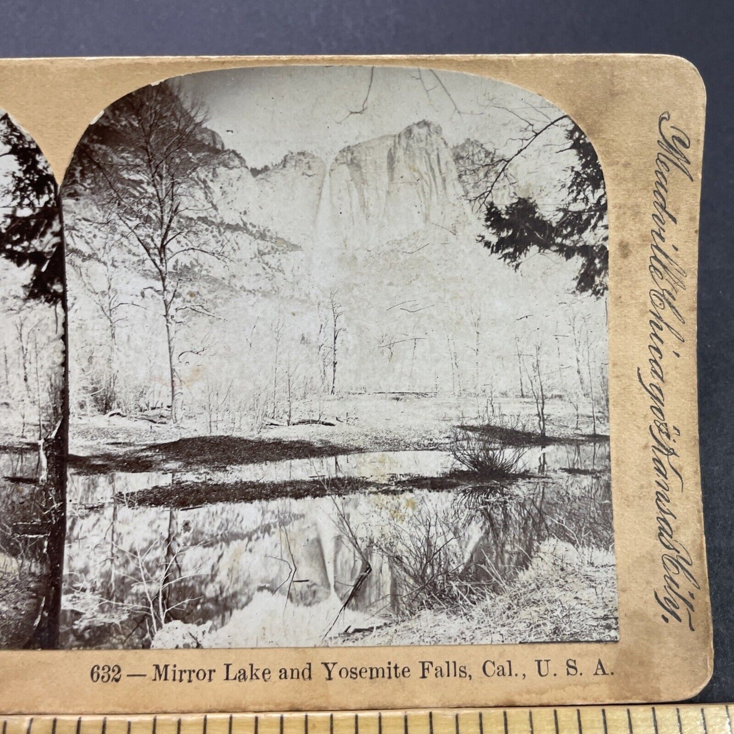Antique 1870s Yosemite Falls And Lake California Stereoview Photo Card P3518