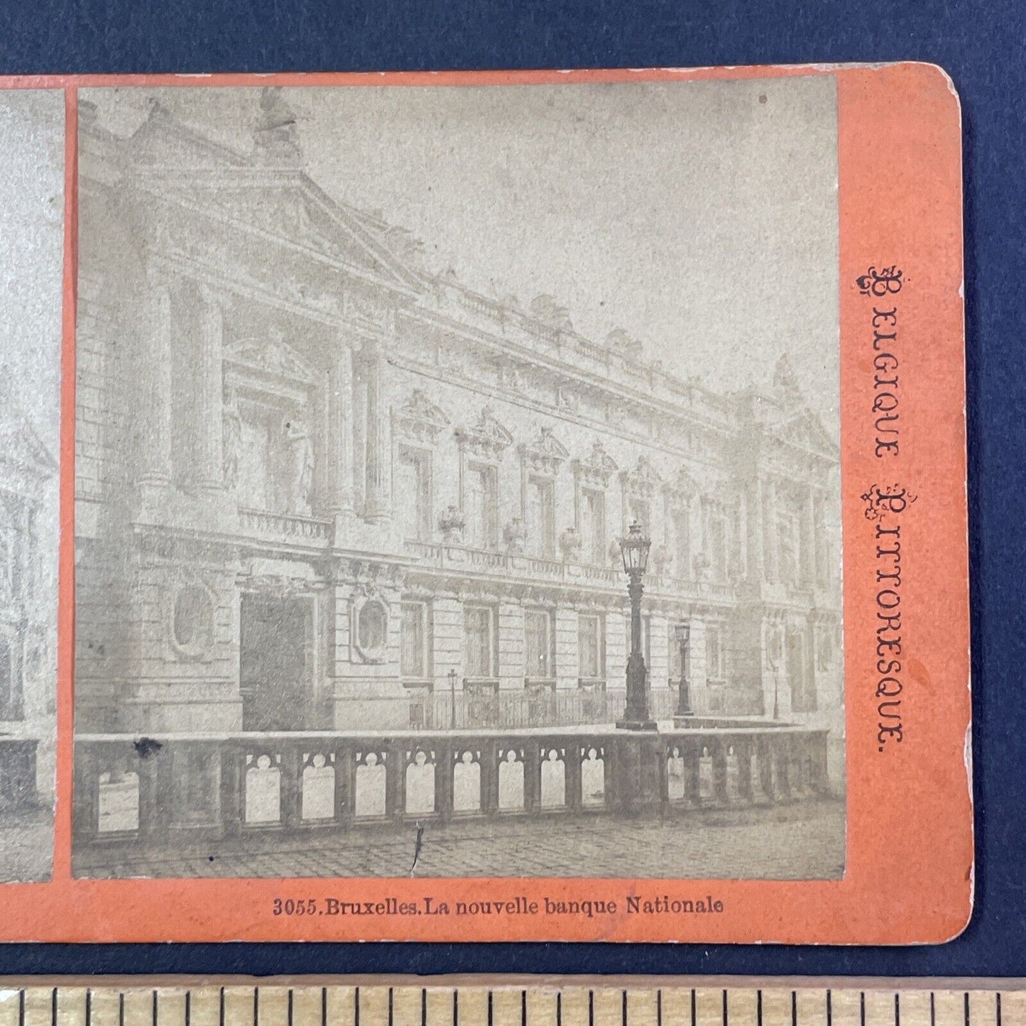 National Bank Building Brussels Stereoview Belgium Antique c1870s X2599