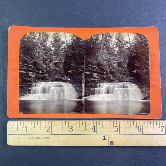 Cascade Falls Watkins Glen New York Stereoview R.D. Crum Antique c1870 Y1036