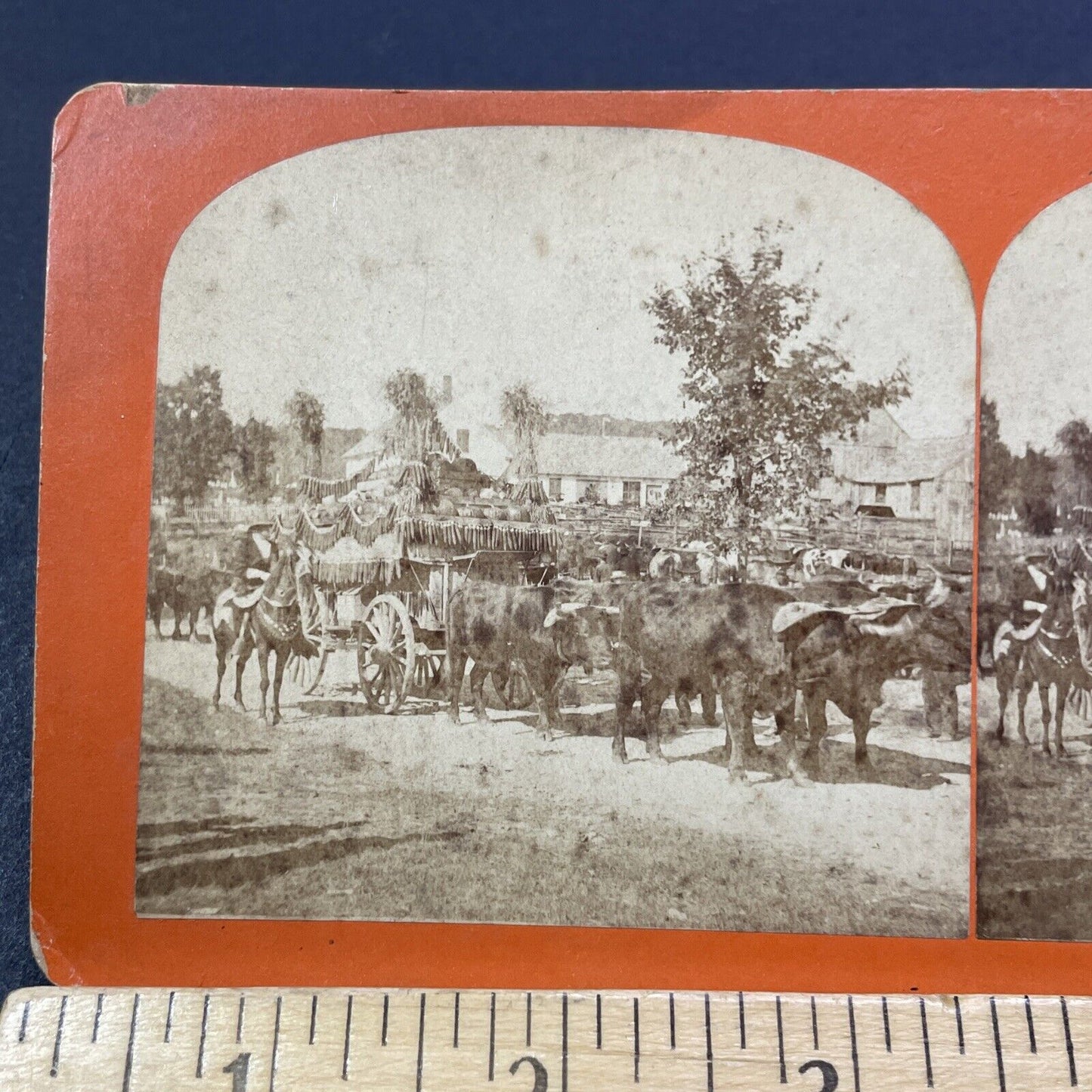 Antique 1878 'The Freak Wagon' Marlow Town Fair NH Stereoview Photo Card V2057