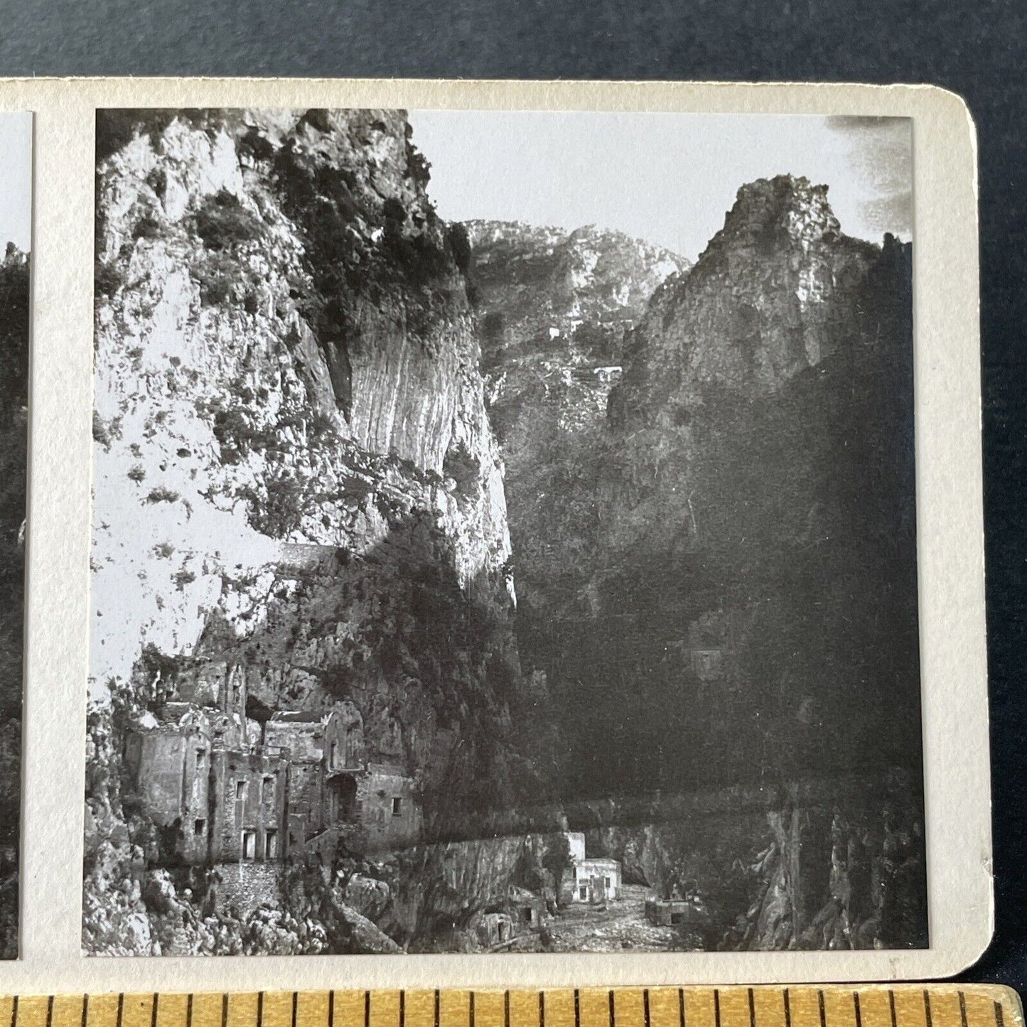 Antique 1925 Amalfi Coast Salerno Italy OOAK Stereoview Photo Card P3274