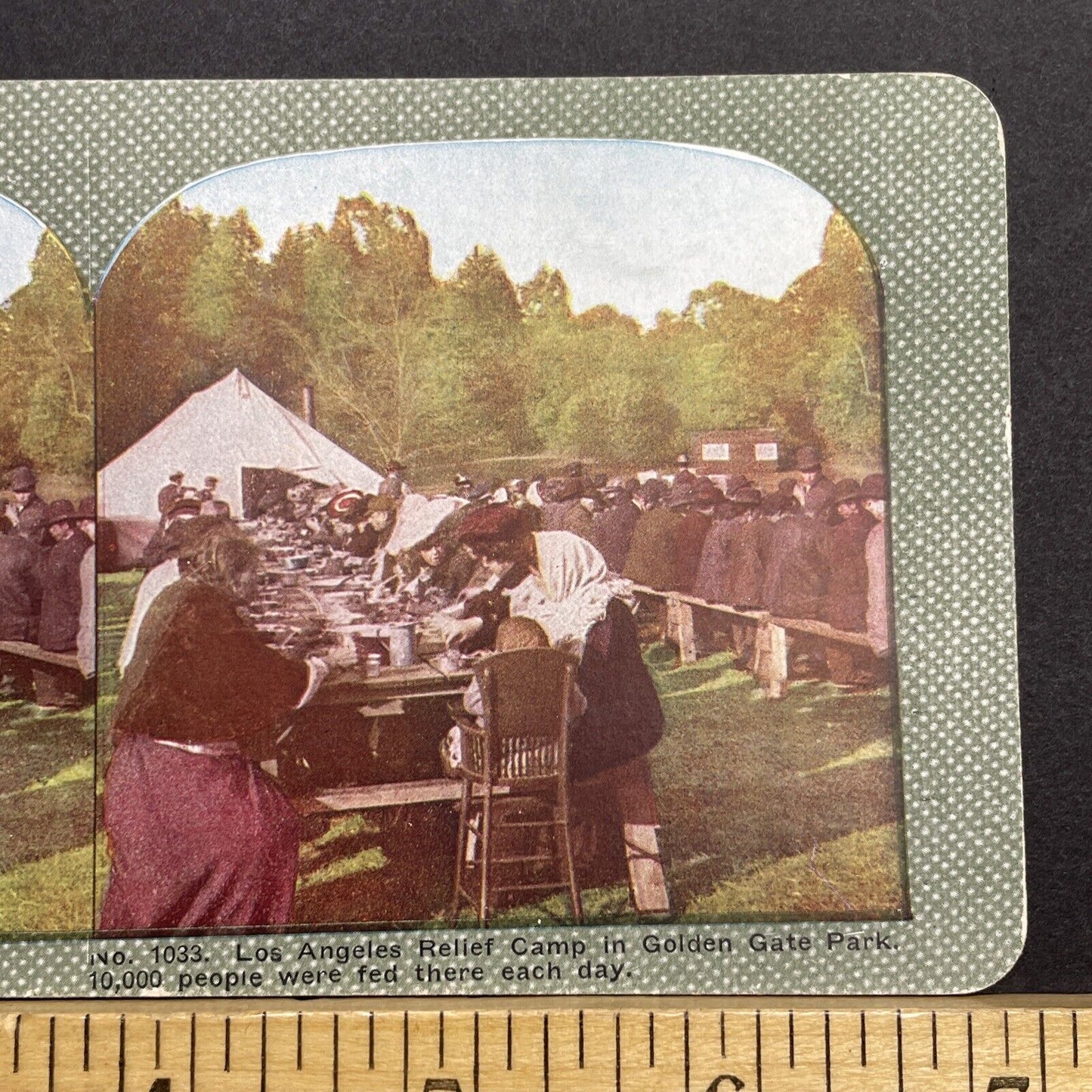 Antique 1910s San Francisco Earthquake Soup Lines Stereoview Photo Card 2300-32