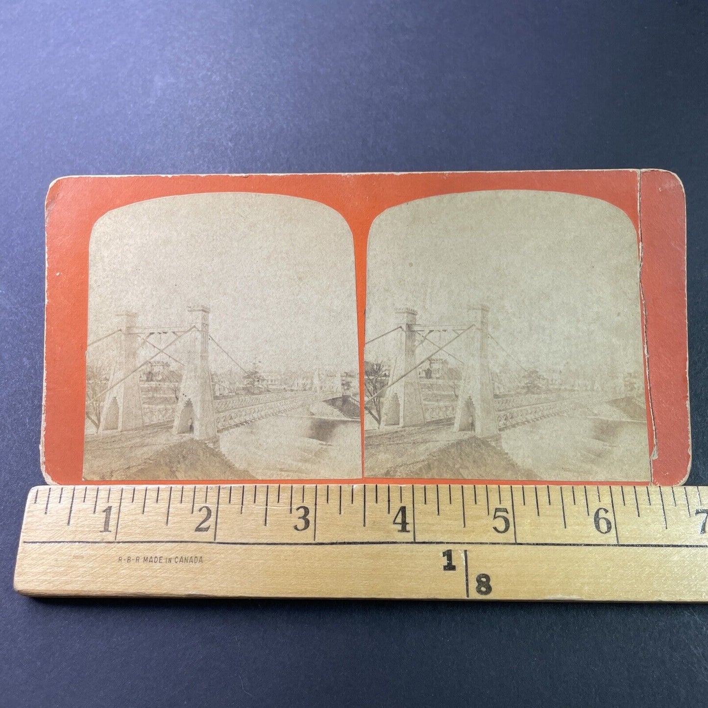 Antique 1870s Suspension Bridge Binghamton New York Stereoview Photo Card P3300