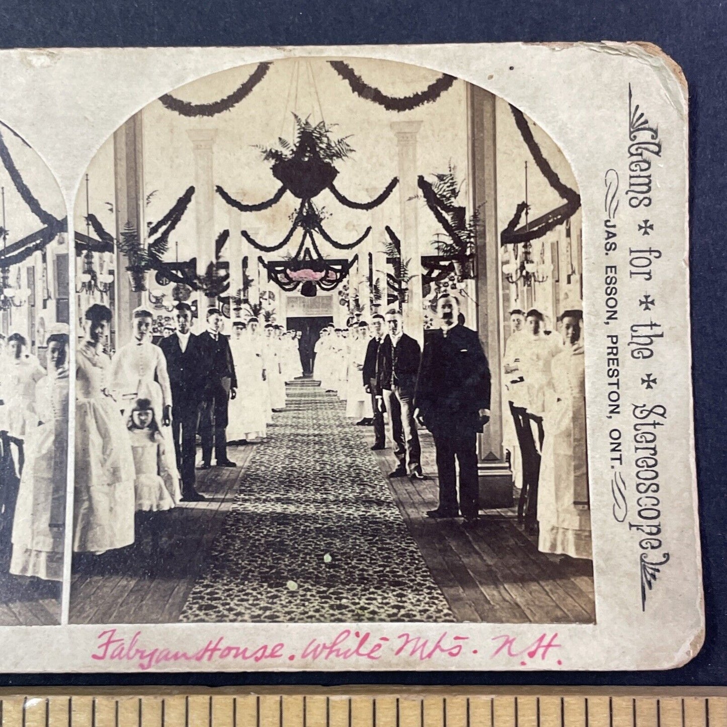 Staff and Guests at Fabyan House NH Stereoview James Esson Antique c1875 Y1773