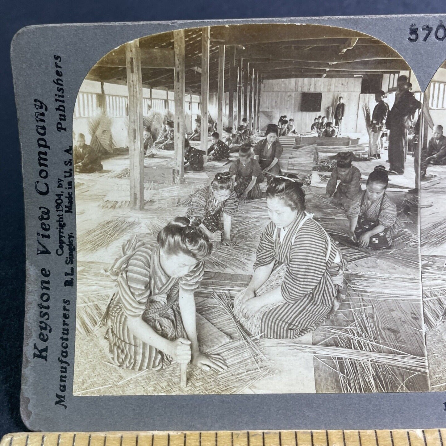 Antique 1904 Children Working In Factory In Japan Stereoview Photo Card P2196
