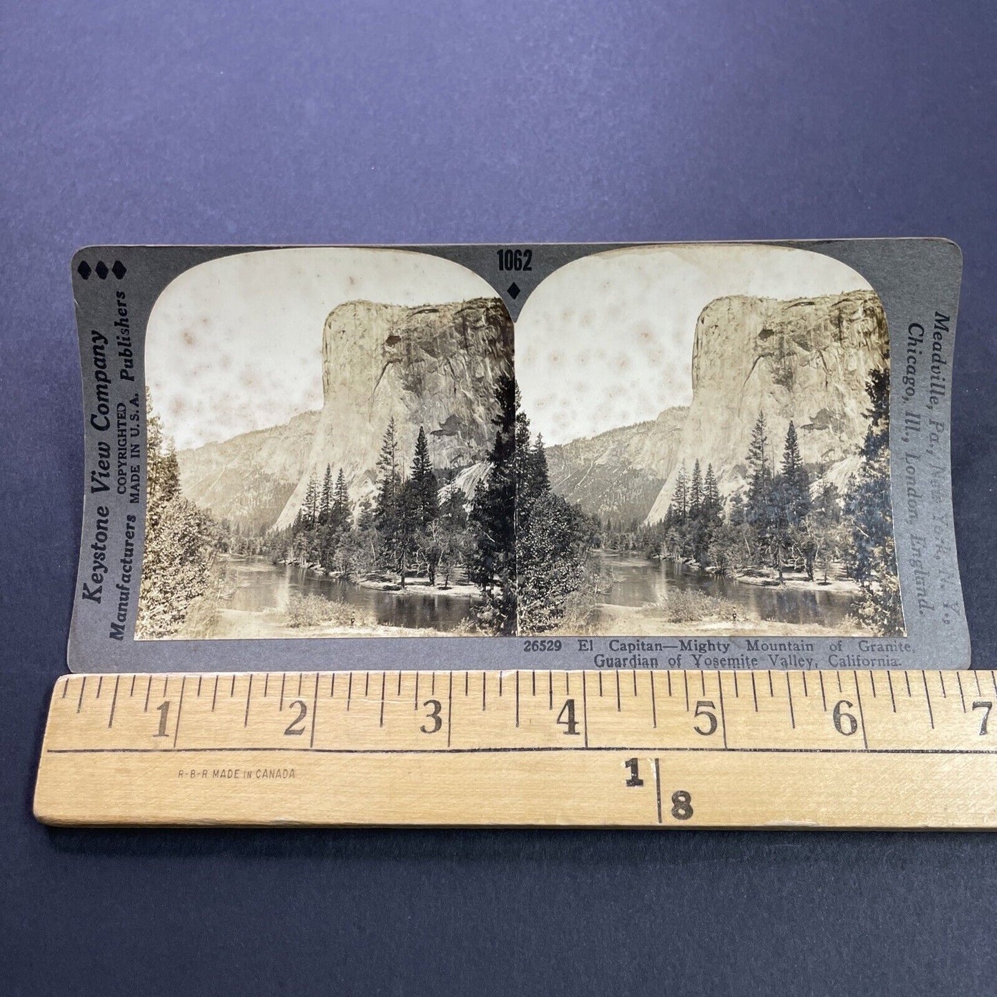 Antique 1910s El Capitan Mountain Yosemite California Stereoview Photo Card 3569