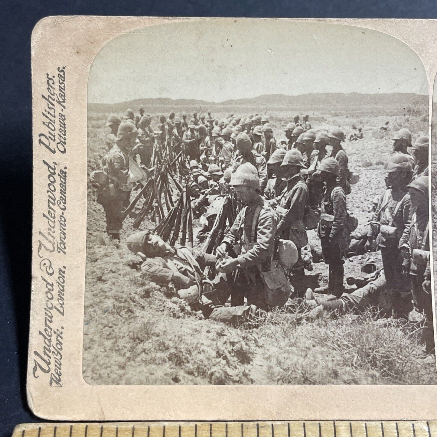 Antique 1900 Many Dead & Injured Boer War Trench Stereoview Photo Card P5574