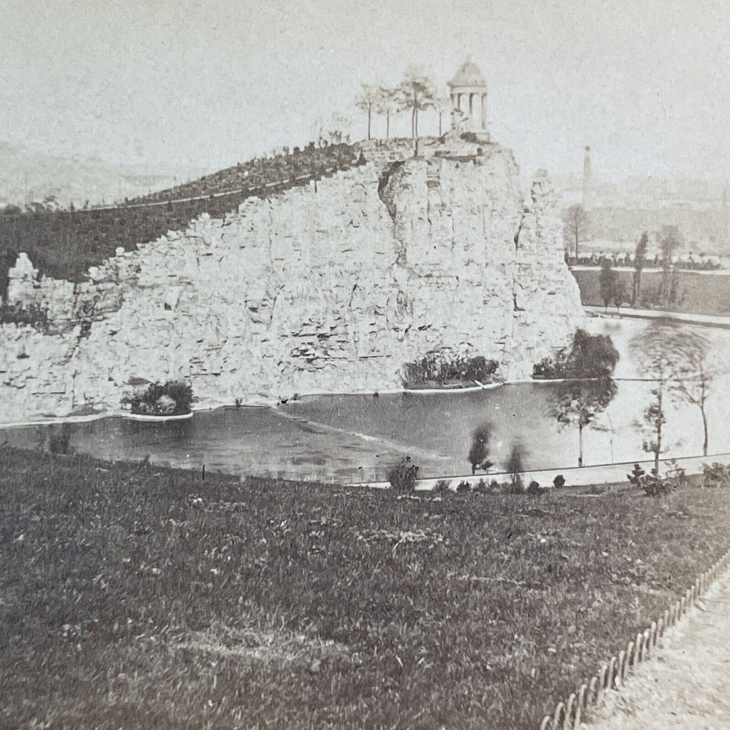 Park of the Buttes Chaumont Paris Stereoview France Photo Antique c1867 X1578