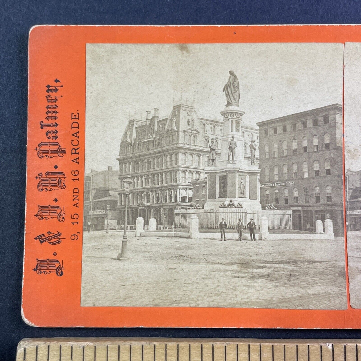 Civil War Monument Stereoview Providence Rhode Island J.H. Palmer c1871 Y116