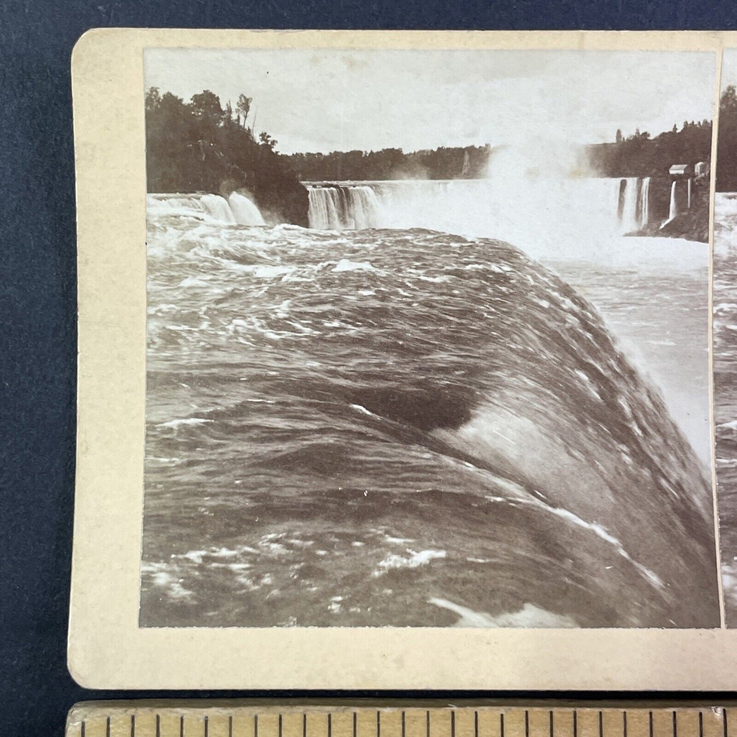 Top Edge of Niagara Falls American Side Stereoview Antique c1880 Y2131