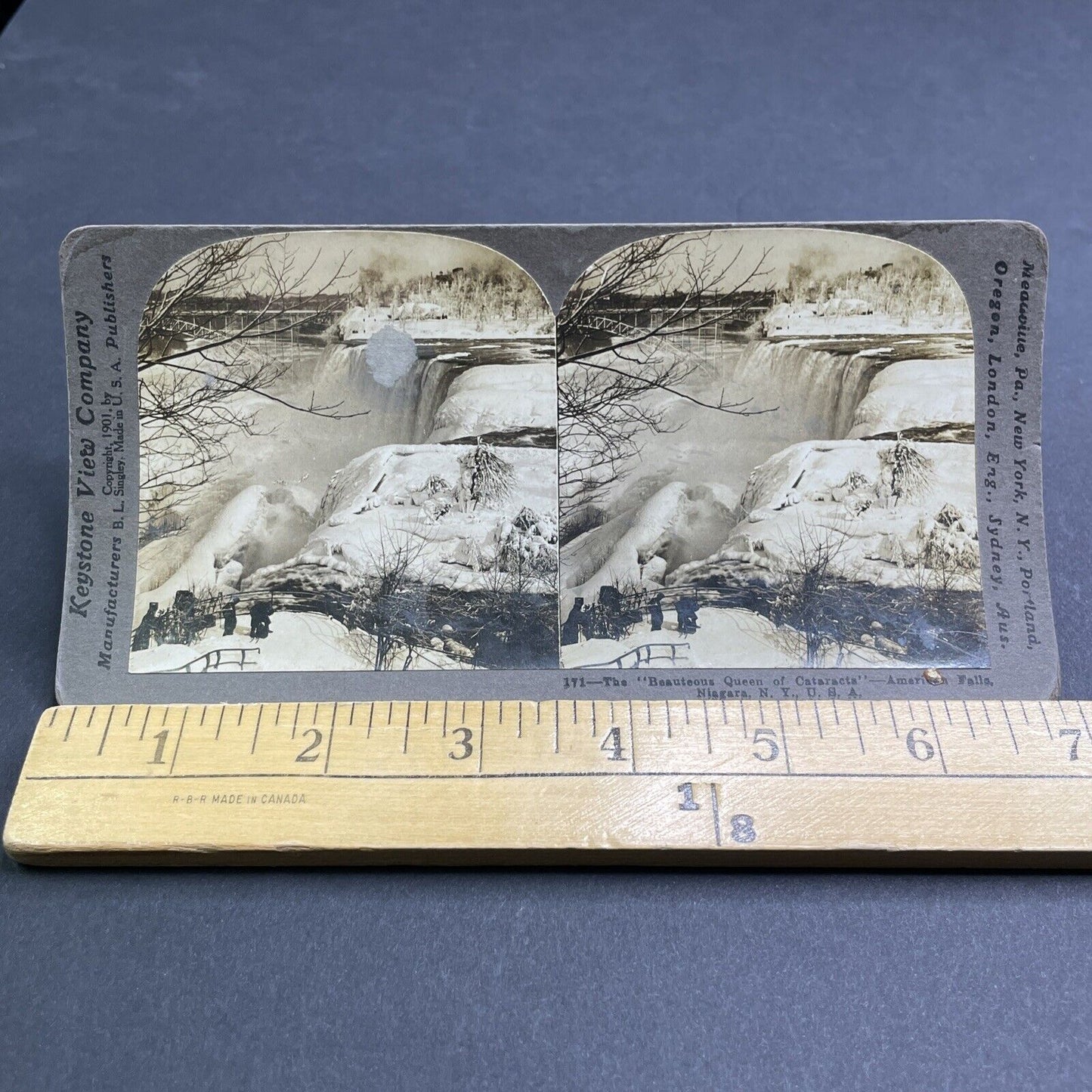 Antique 1909 Frozen Niagara Falls New York Stereoview Photo Card P1910