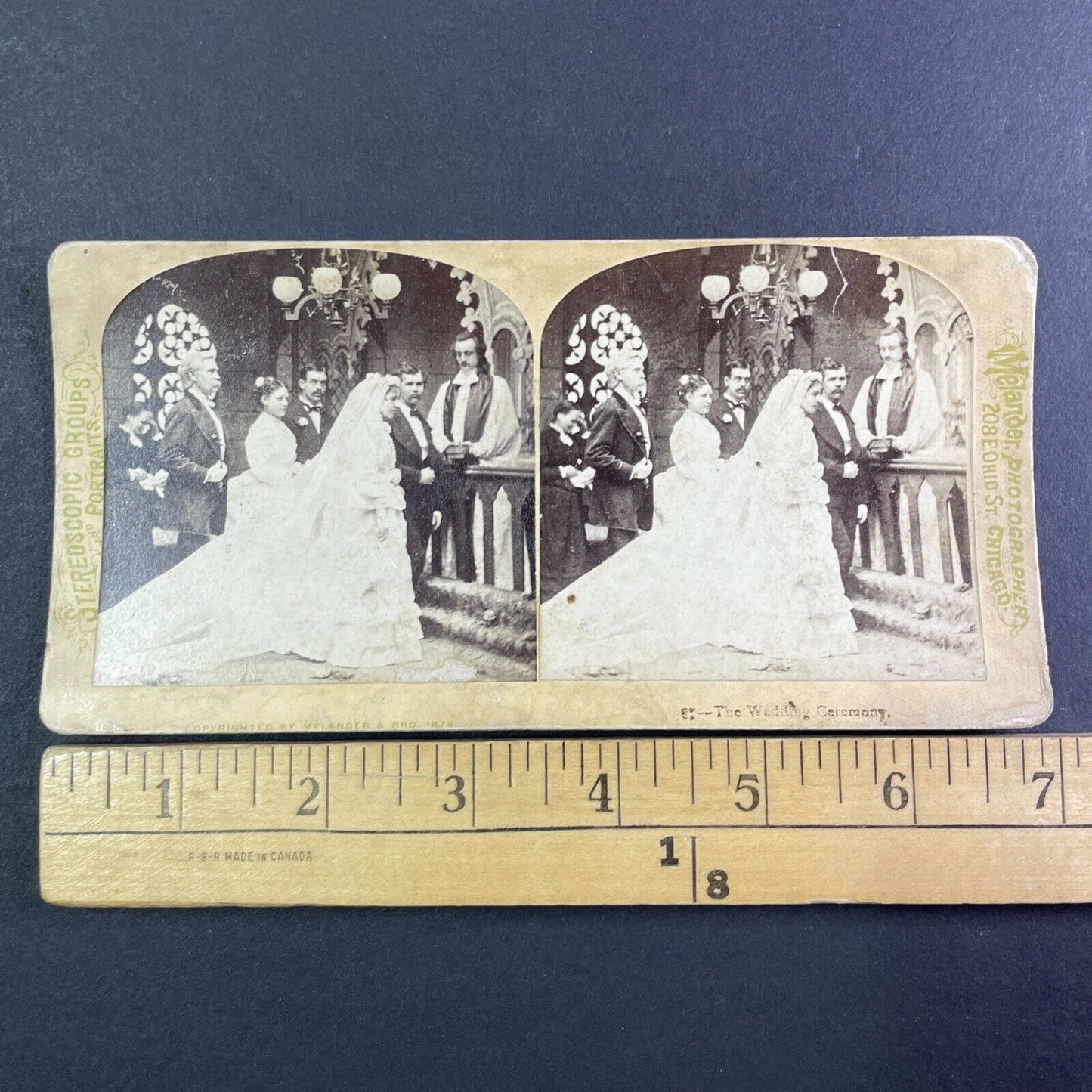 1870s Victorian Wedding Ceremony Stereoview Melander Antique c1876 Y1351