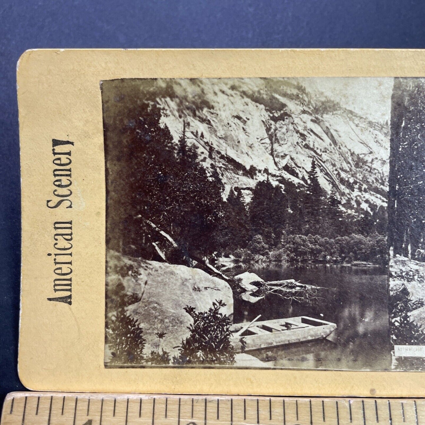 Antique 1870s Rowboat In Yosemite Park California Stereoview Photo Card P3565