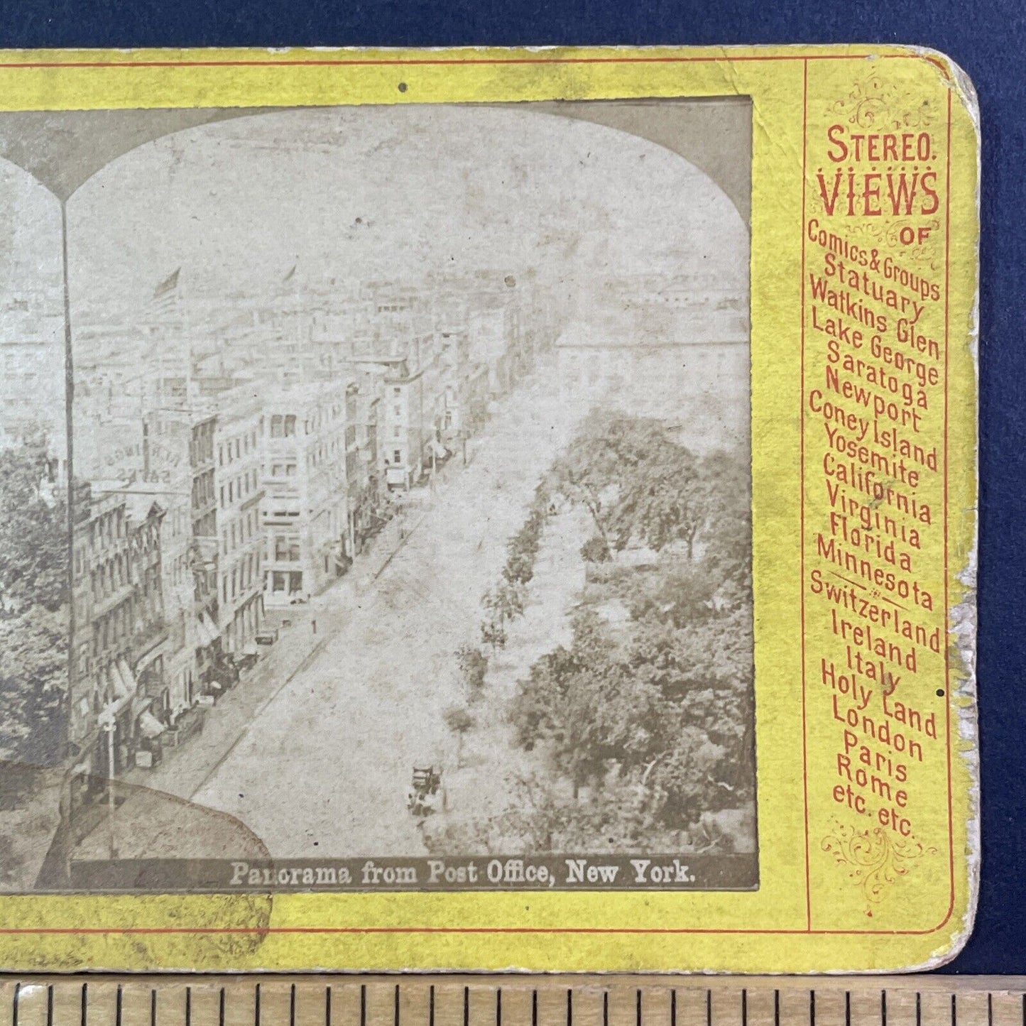 Lower Manhattan Stereoview Civic Center District Photo Card Antique c1875 X1296