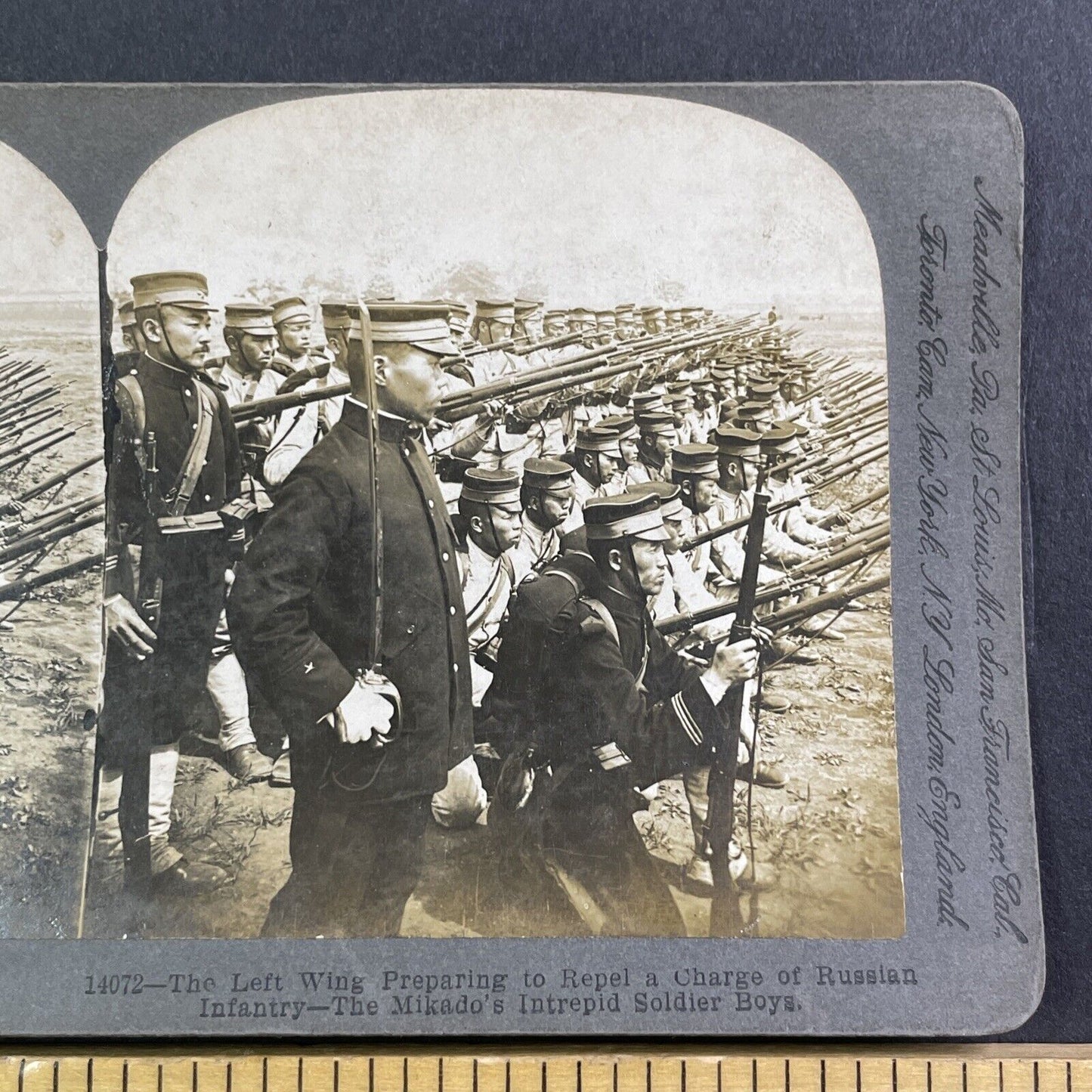 Japanese Defensive Formation Stereoview Russo-Sino War Antique c1904 X4089