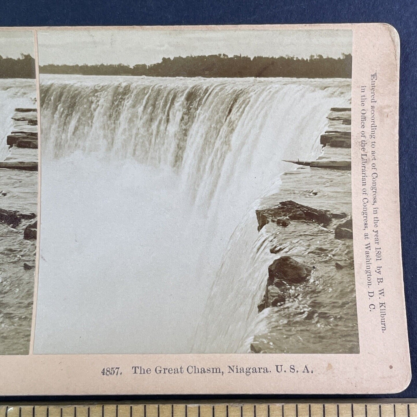 Niagara Falls Top of Waterfall Stereoview B.W. Kilburn Antique c1891 Y2569