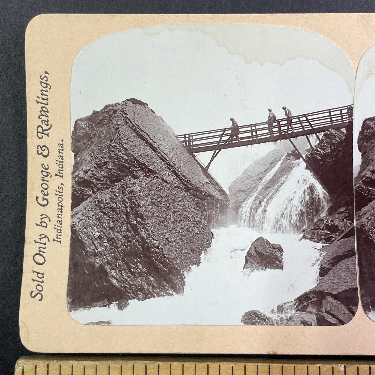 Niagara Falls Rock of Ages Bridge Stereoview George and Rawlings c1901 Y1448