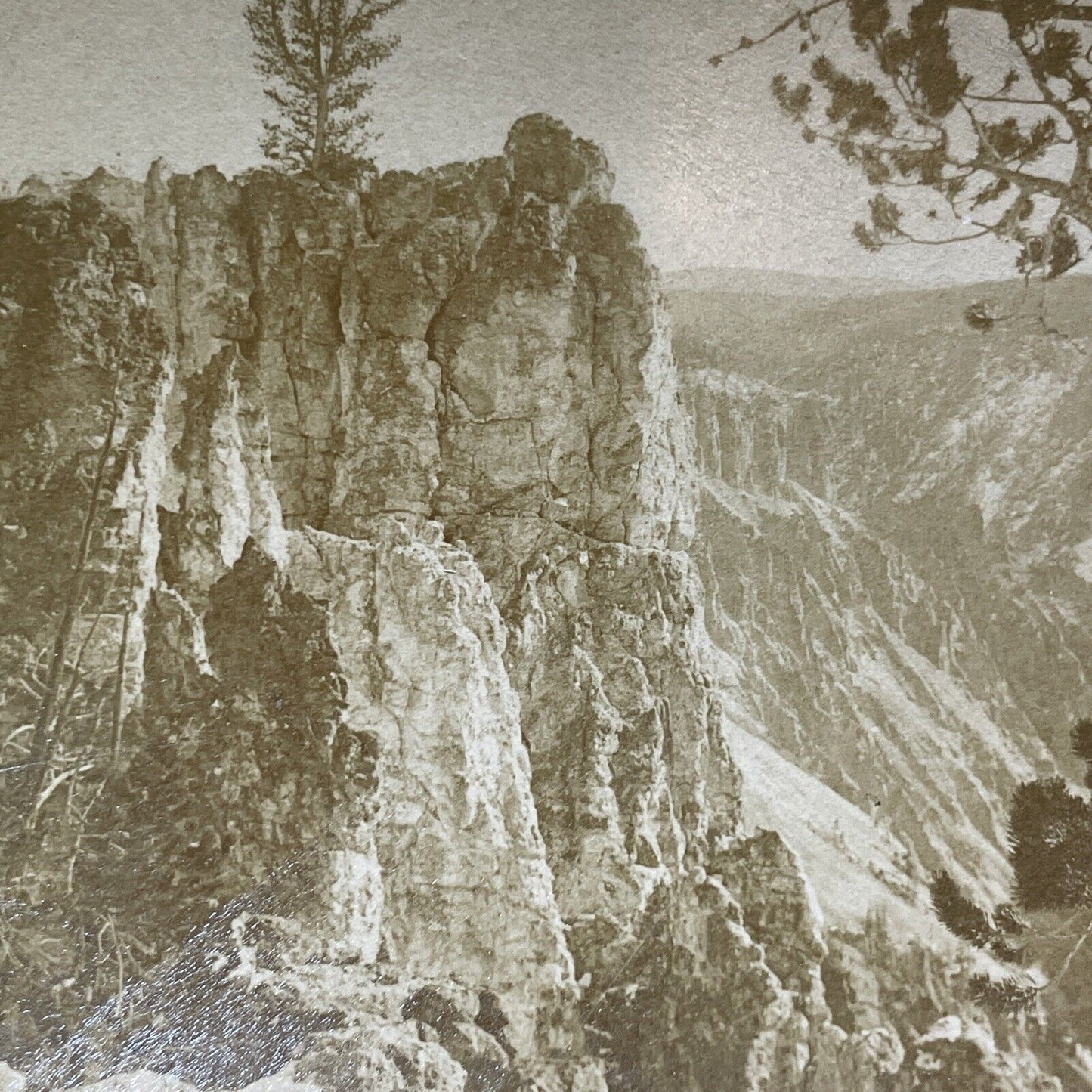 Antique 1896 Inspiration Point Yellowstone Park Stereoview Photo Card V2000