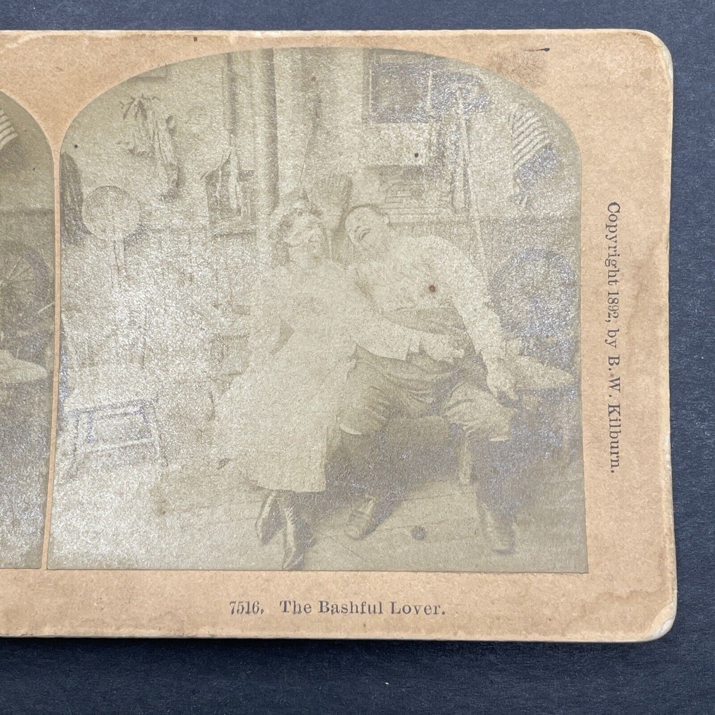 Antique 1892 Man Makes Crude Joke With Stuffed Sock Stereoview Photo Card P1254