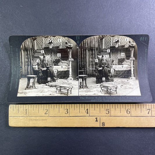 Optometrist Medical Eye Strength Training Stereoview Antique c1920s X1634