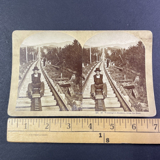 Railroad Worker Missing an Arm Stereoview Mt Washington Railway c1870s Y1477