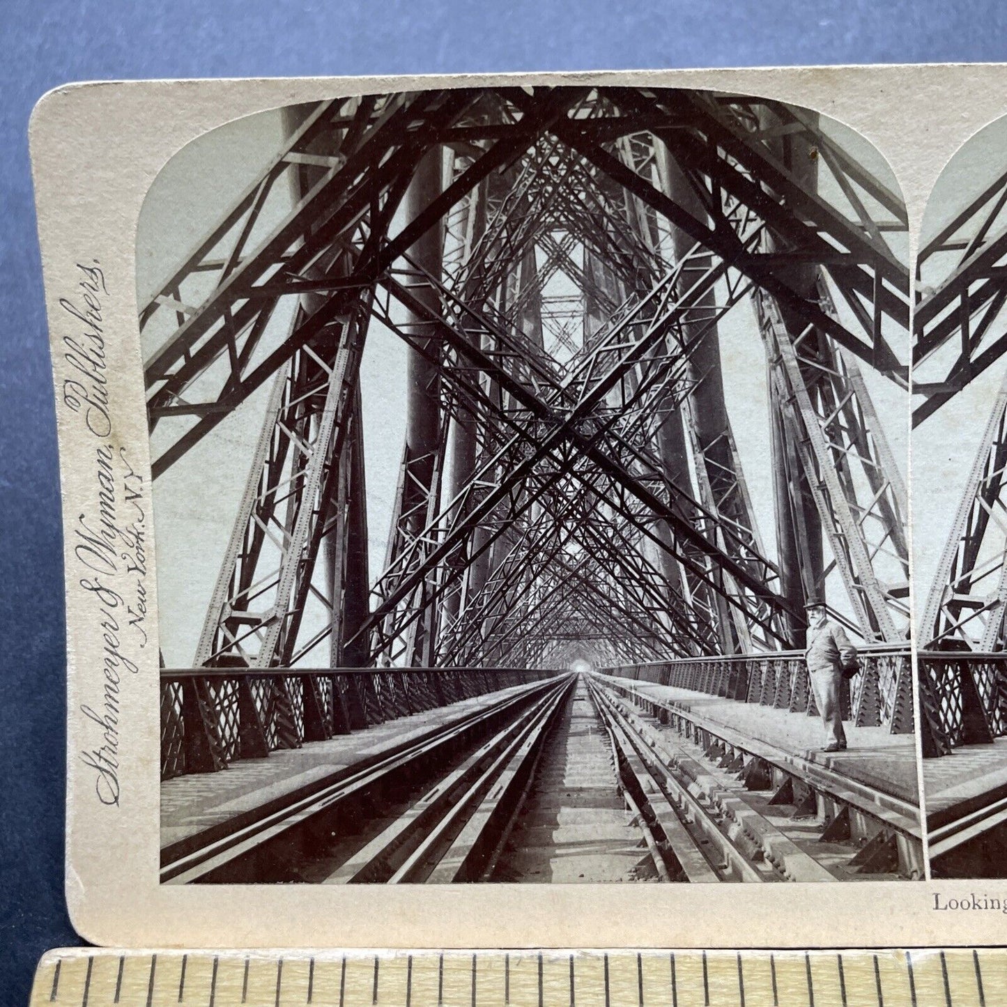 Antique 1896 Forth Train Rail Bridge Scotland Stereoview Photo Card P2413