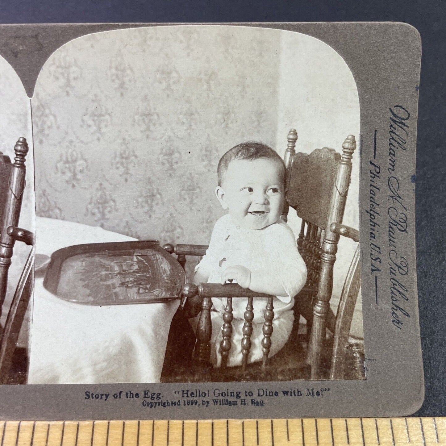 Antique 1899 Baby Sits In A Victorian High Chair Stereoview Photo Card P3367