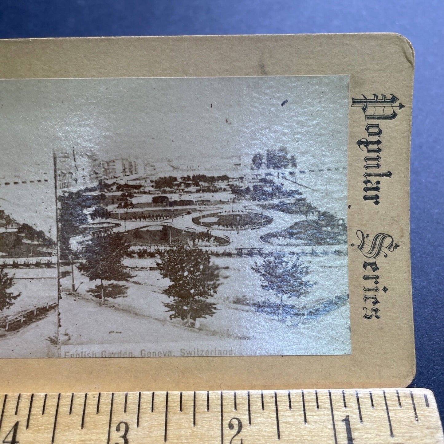 Antique 1860s Gardens In Geneva Switzerland Stereoview Photo Card P2089