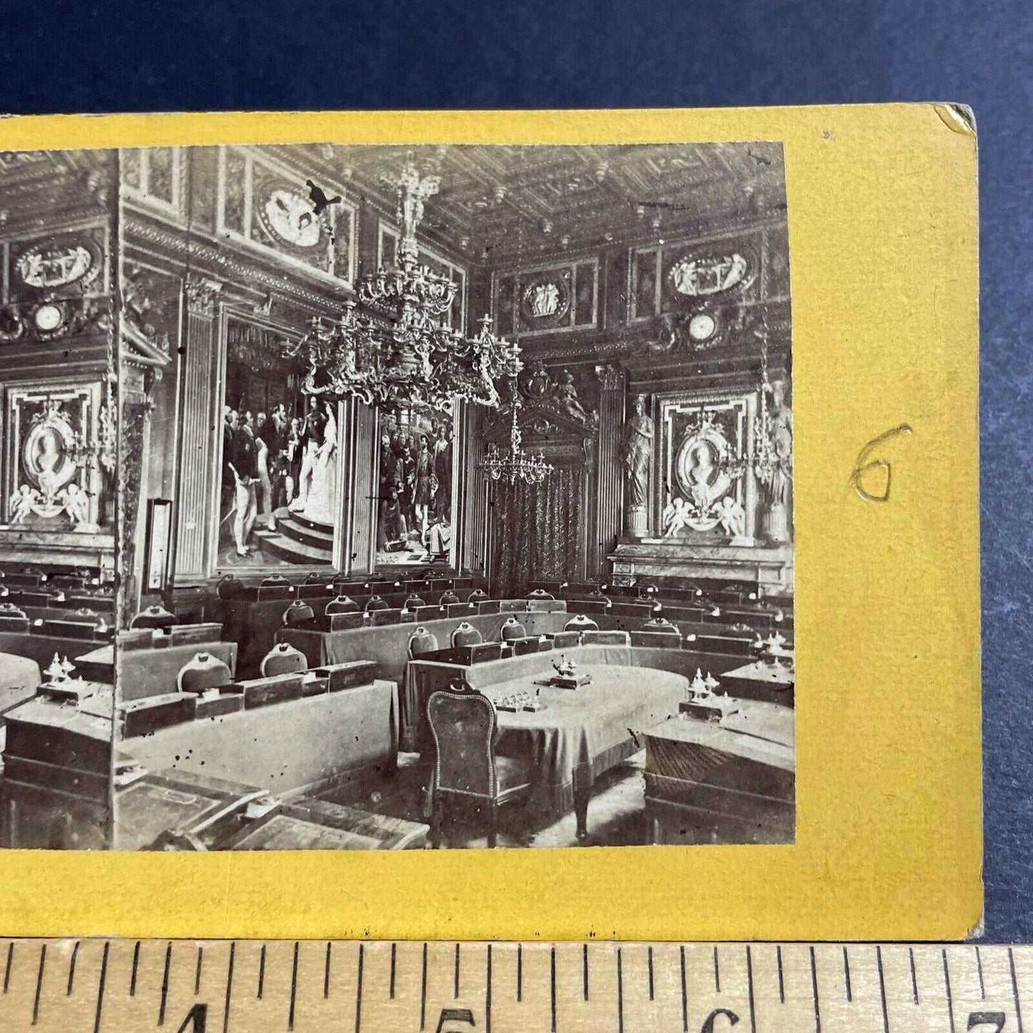 Antique 1870s Luxembourg Palace Seines Room Paris Stereoview Photo Card P5525