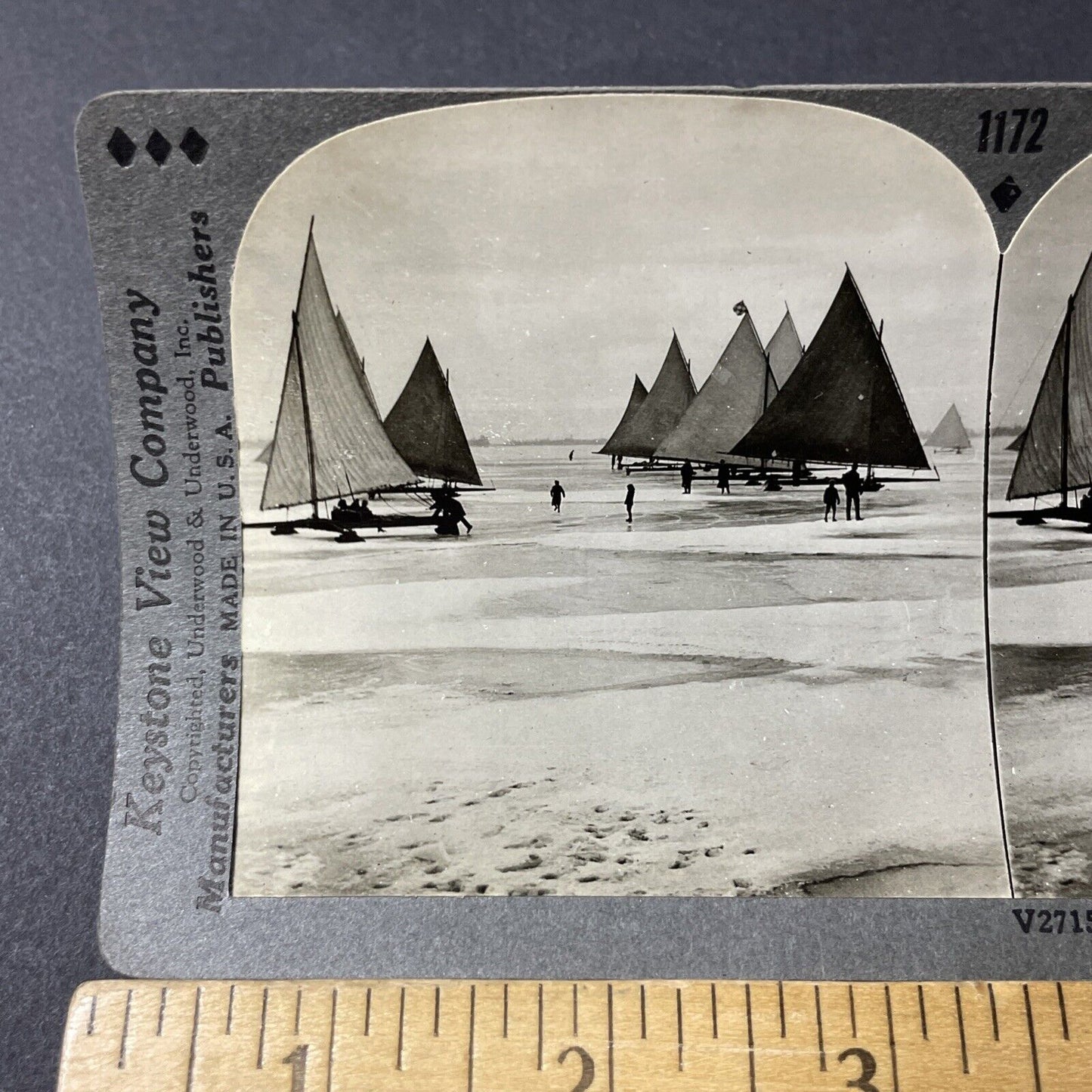 Antique 1910s LaSalle Park Ice Sailing Aldershot ONT Stereoview Photo Card V2618